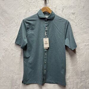 Hart Schaffner Marx Button Up Shirt Luxury Performance Mens Small Blue Textured